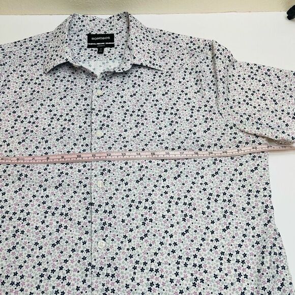 Bonobos Tech Short Sleeve Button Down Slim Fit Shirt Floral Pattern White Size L - Picture 5 of 10